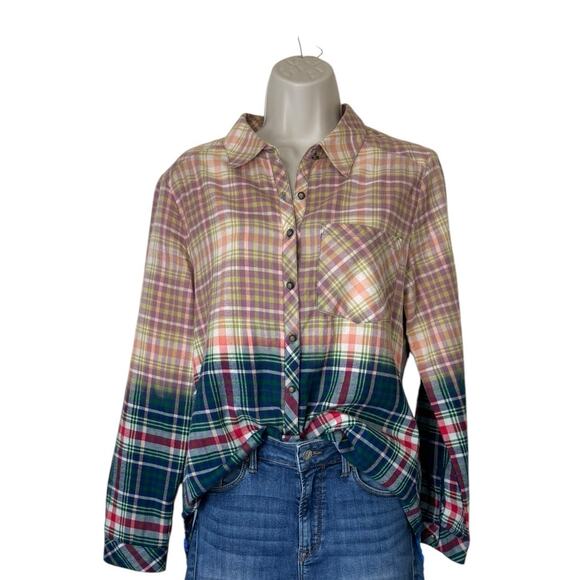 Aratta Silent Journey High Low Flannel Velvet Lace Weave Shirt Size Small - Picture 5 of 9